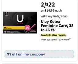 Walgreens U by Kotex Feminine Care offer