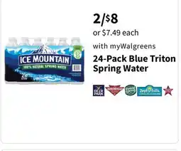 Walgreens 24-Pack Blue Triton Spring Water offer
