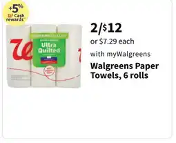 Walgreens Walgreens Paper Towels, 6 rolls offer