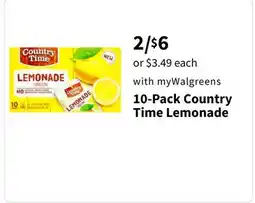 Walgreens 10-Pack Country Time Lemonade offer