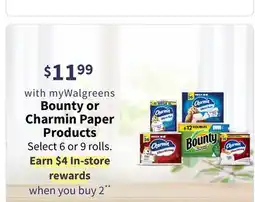 Walgreens Bounty or Charmin Paper Products offer
