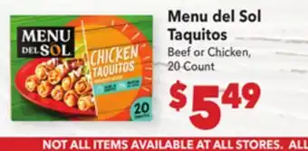 Vallarta Supermarkets Menu del Sol Taquitos offer