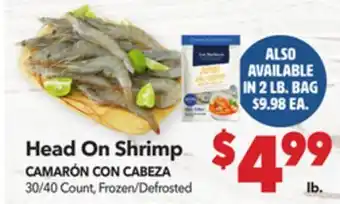 Vallarta Supermarkets Head On Shrimp/CAMARÓN CON CABEZA offer