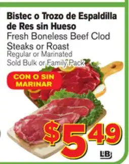 El Super Fresh Fresh Boneless Beef Clod Steaks or Roast offer