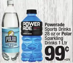 Super King Markets Powerade Sports Drinks 28 oz or Polar Sparkling Drinks 1 Ltr offer