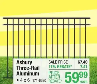 Menards Yardworks Asbury 4x6 Black 3-Rail Aluminum Fence Panel offer