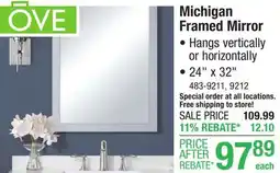 Menards OVE Decors 24W x 32H Dove Gray Framed Mirror offer