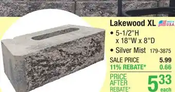 Menards 5-1/2 x 18 True Definition Silver Mist Lakewood XL Retaining Wall Block offer