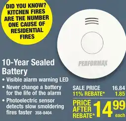 Menards Performax 8th Edition 10 Year Sealed-In Battery-Powered Smoke Alarm with Hush offer