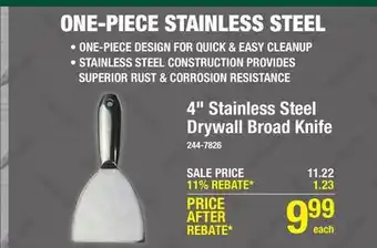 Menards Masterforce 4 Stainless Steel Drywall Broad Knife offer