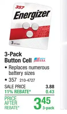 Menards Energizer 357/303 Silver Oxide Button Cell Batteries - 3 pack offer