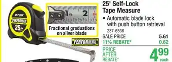 Menards Performax 25' Self-Lock Tape Measure offer