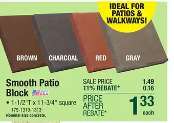 Menards 12 x 12 Gray Smooth Patio Block offer