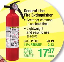 Menards Kidde General-Use 1-A : 10-B : C Fire Extinguisher offer