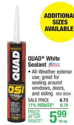 Menards OSI QUAD White Color 001 Window, Door & Siding Sealant - 10 oz offer