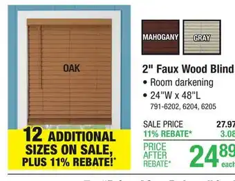 Menards Window Images 2 Oak Room Darkening Cordless Faux Wood Blind - 24W x 48L offer