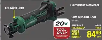 Menards Masterforce 20-Volt Brushless Cordless Drywall Cut Out Tool - Tool Only offer