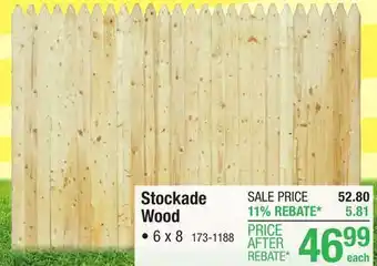 Menards 6 x 8 Natural Wood Stockade Fence Panel offer