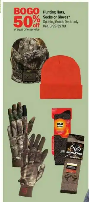 Meijer Hunting Hats Socks Or Gloves 50% Off offer
