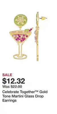 Kohl's Celebrate Together Gold Tone Martini Glass Drop Earrings offer