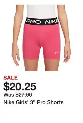 Dick's Sporting Goods Nike Girls' 3 Pro Shorts offer