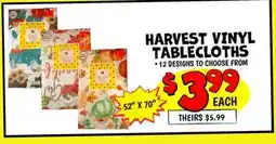 Ollie's HARVEST VINYL TABLECLOTHS offer