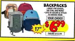 Ollie's 17 BACKPACKS offer
