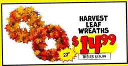 Ollie's 22 HARVEST LEAF WREATHS offer