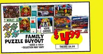Ollie's FAMILY PUZZLE BUYOUT offer