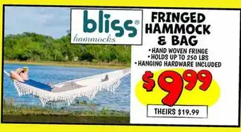 Ollie's Bliss FRINGED HAMMOCK & BAG offer
