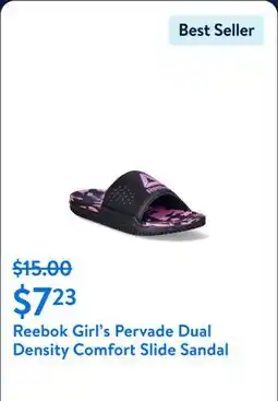 Walmart Reebok Girl's Pervade Dual Density Comfort Slide Sandal offer