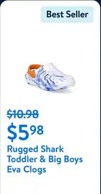 Walmart Rugged Shark Toddler & Big Boys Eva Clogs offer
