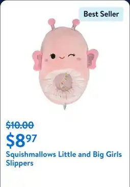Walmart Squishmallows Little and Big Girls Slippers offer
