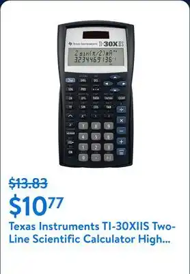 Walmart Texas Instruments TI-30XIIS Two-Line Scientific Calculator High School and College offer