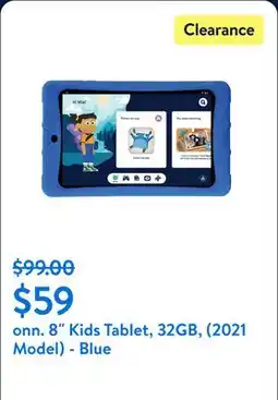 Walmart onn. 8 Kids Tablet, 32GB, (2021 Model) - Blue offer