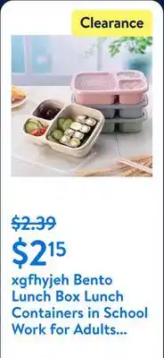 Walmart xgfhyjeh Bento Lunch Box Lunch Containers in School Work for Adults Boys Men Kids Women Girls Teens Small Food Containers For offer