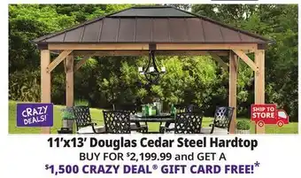 Ocean State Job Lot Douglas 11' x 13' Cedar Framed Gazebo with Steel & Polycarbonate Hip Roof Hardtop offer