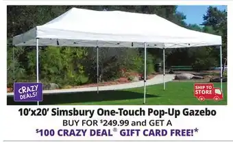 Ocean State Job Lot Simsbury 10' x 20' One-Touch Pop-Up Gazebo offer