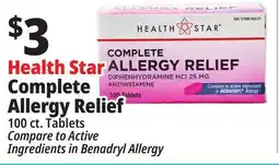 Ocean State Job Lot Health Star 25 mg Complete Allergy Relief 100 Tablets offer