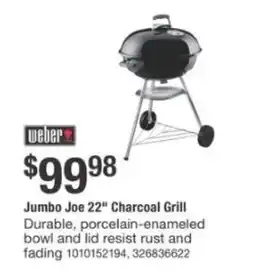 The Home Depot Weber Jumbo Joe 22" Charcoal Grill offer