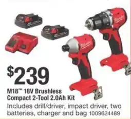 The Home Depot M18 18V Brushless Compact 2-Tool 2.0Ah Kit offer