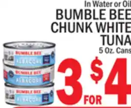 C Town BUMBLE BEE CHUNK WHITE TUNA offer