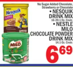 C Town • NESQUIK DRINK MIX 16-20.1 Oz. Cnstr. • NESTLE MILO CHOCOLATE POWDER DRINK MIX 14.1 Oz. Cnstr offer