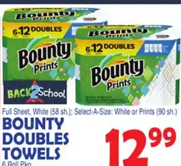Bravo Supermarkets BOUNTY DOUBLES TOWELS 6 Roll Pkg offer
