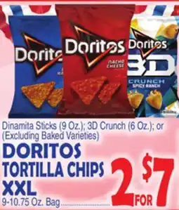 Bravo Supermarkets DORITOS TORTILLA CHIPS XXL 9-10.75 Oz. Bag offer