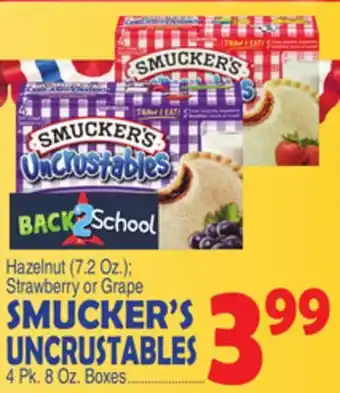 Bravo Supermarkets SMUCKER'S UNCRUSTABLES 4 Pk. 8 Oz. Boxes offer