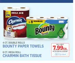 Kings Food Markets 4 CT. DOUBLE ROLLS BOUNTY PAPER TOWELS 6 CT. MEGA ROLL CHARMIN BATH TISSUE offer