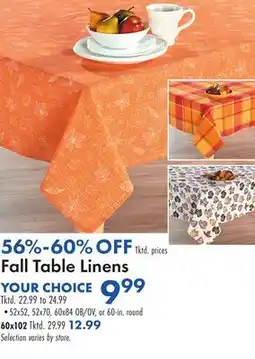 Boscov's Fall Table Linens offer