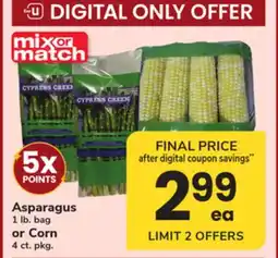 ACME Asparagus 1 lb. bag or Corn 4 ct. pkg offer