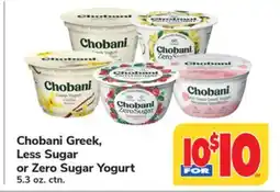 ACME Chobani Greek, Less Sugar or Zero Sugar Yogurt offer